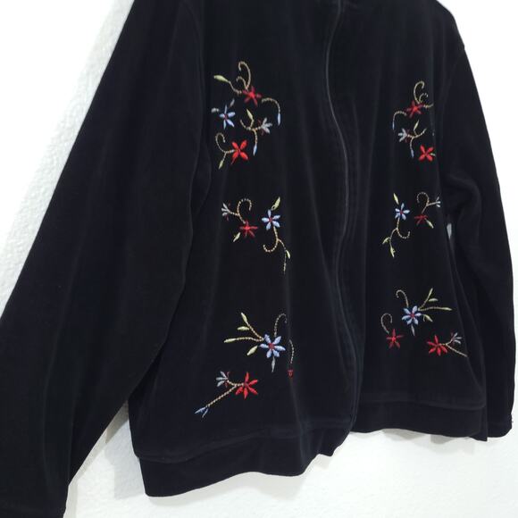 Vintage Capacity Knits Jacket Womens  XL Black Velour Embroidered Floral… - Picture 10 of 11